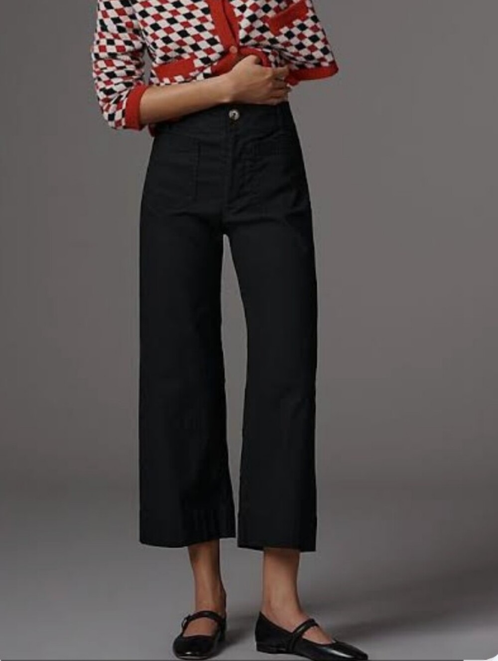 Maeve Black Colette Wide-Leg Crop Pants 31P